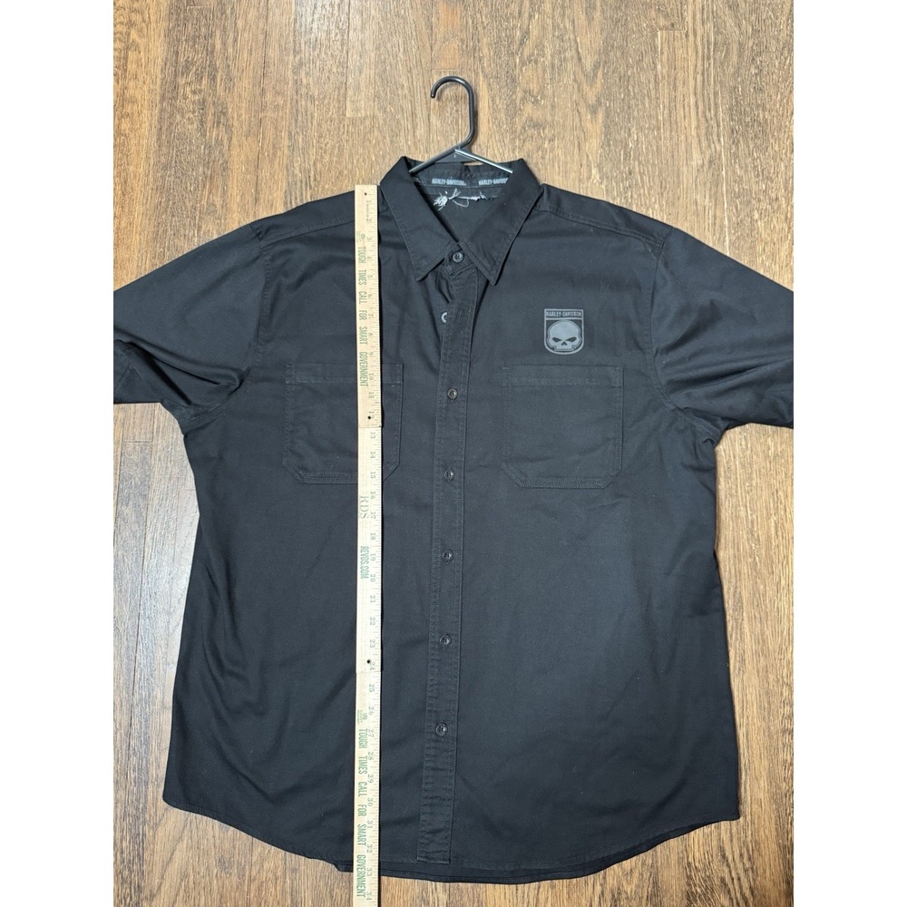 Harley Davidson Mens XL Black Short Sleeve Button Down Shirt Willie G Skull - Picture 3 of 6